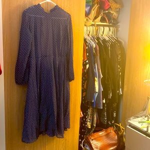 Vintage sheer navy polka dot dress